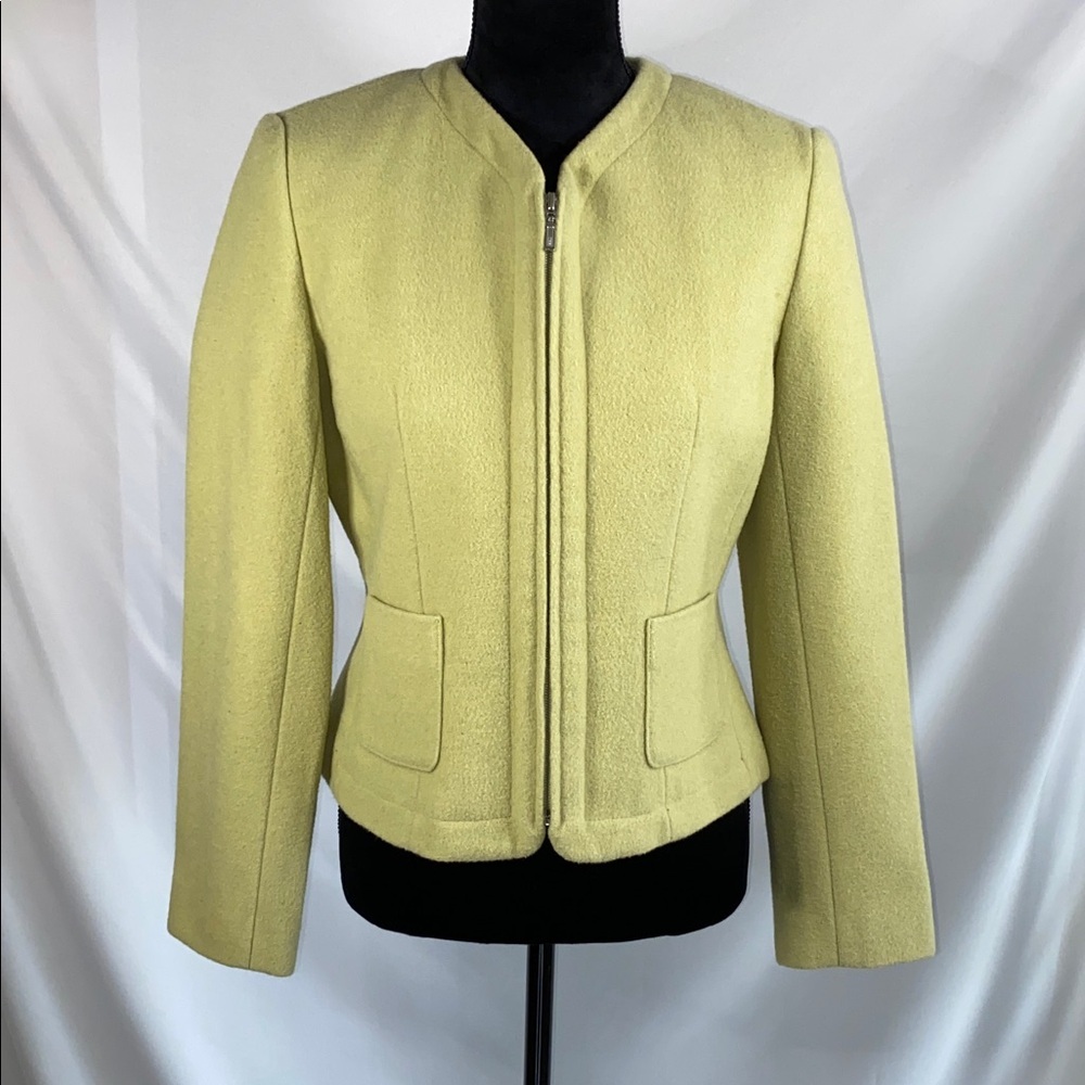 Vintage Chadwicks Wool Chartreuse Zip Up Blazer Jacket 4